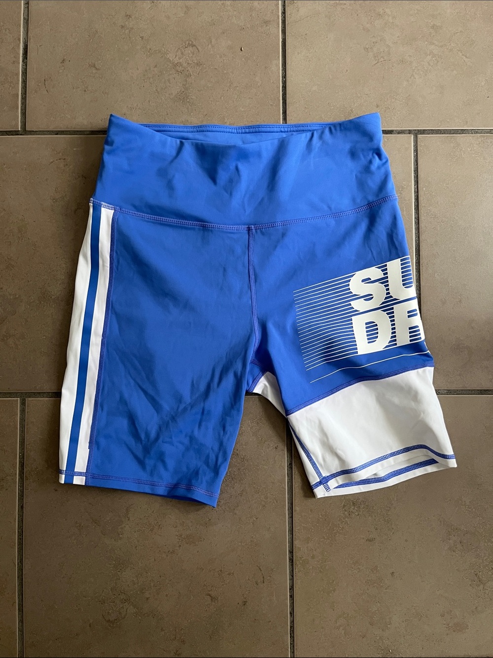 Superdry Blue and White Bike Shorts